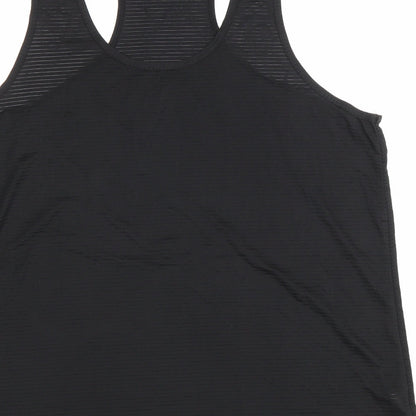 Workout Womens Black Polyester Basic Tank Size XL Scoop Neck Pullover