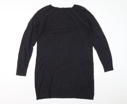 Preworn Womens Grey Wool Jumper Dress Size 12 Boat Neck Pullover