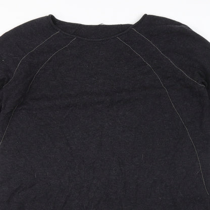 Preworn Womens Grey Wool Jumper Dress Size 12 Boat Neck Pullover