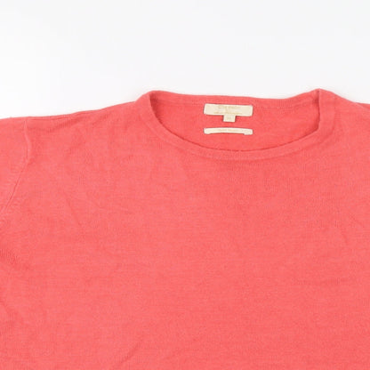 Classic Womens Pink Round Neck Acrylic Pullover Jumper Size XL