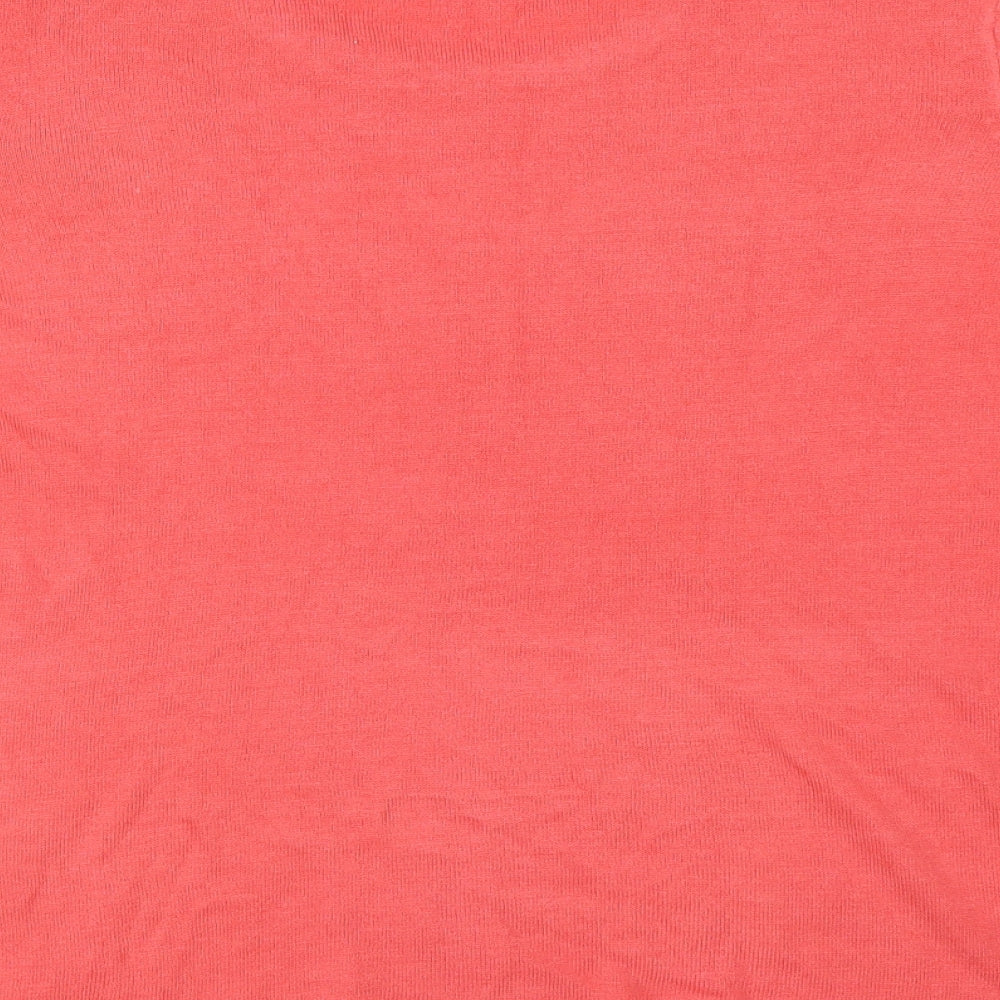 Classic Womens Pink Round Neck Acrylic Pullover Jumper Size XL