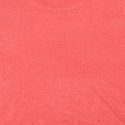 Classic Womens Pink Round Neck Acrylic Pullover Jumper Size XL