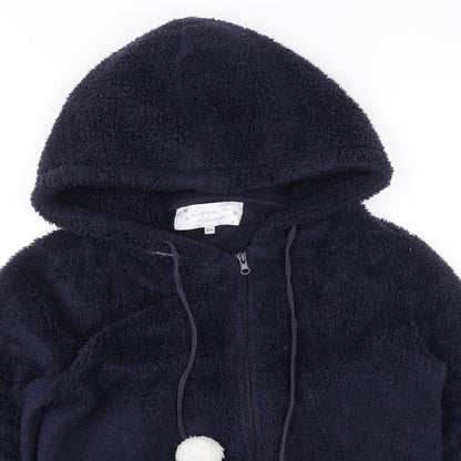 Love To Sleep Womens Blue Polyester Full Zip Hoodie Size 8 Zip