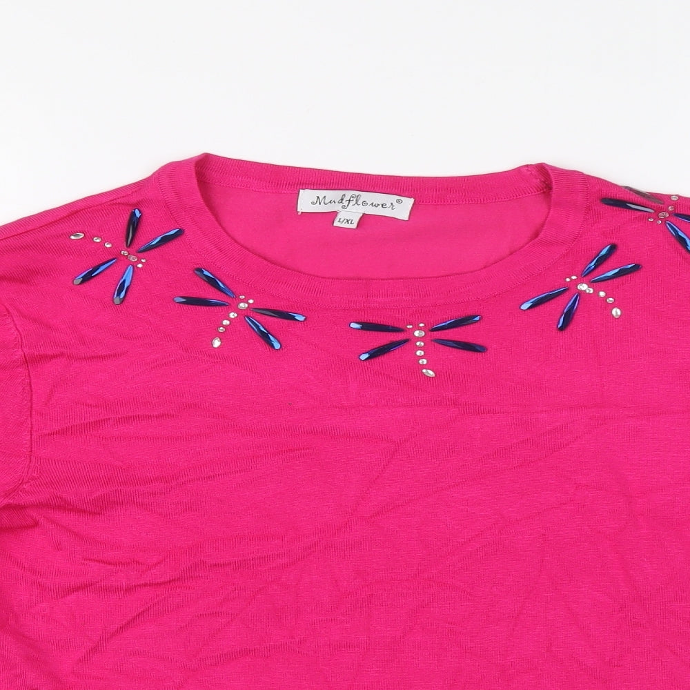 Womens UK Size L Mudflower Pink Pullover Jumper
