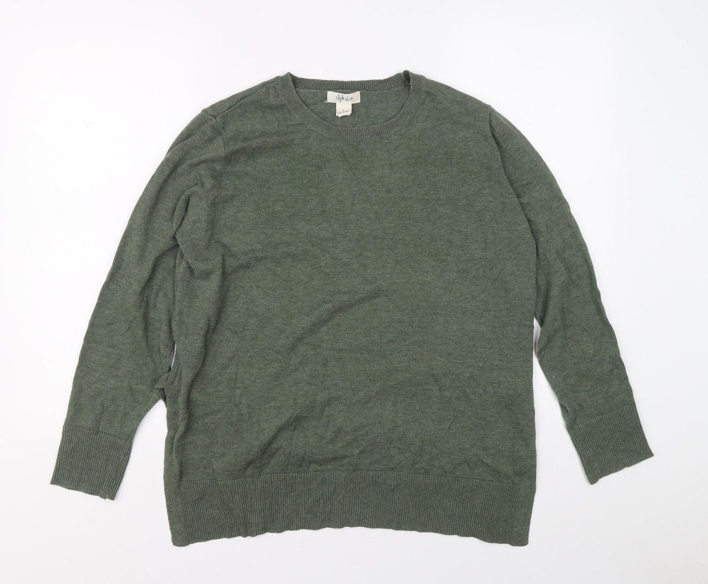 Style&co. Mens Green Crew Neck Cotton Pullover Jumper Size L
