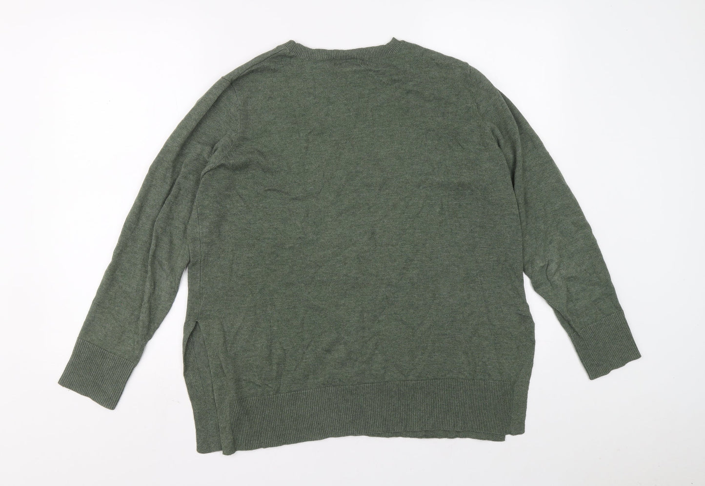 Style&co. Mens Green Crew Neck Cotton Pullover Jumper Size L