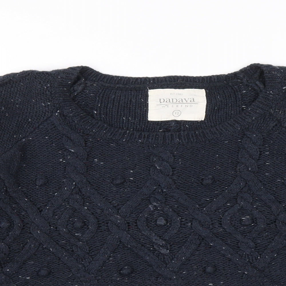 Womens UK Size 12 Papaya Blue Pullover Jumper