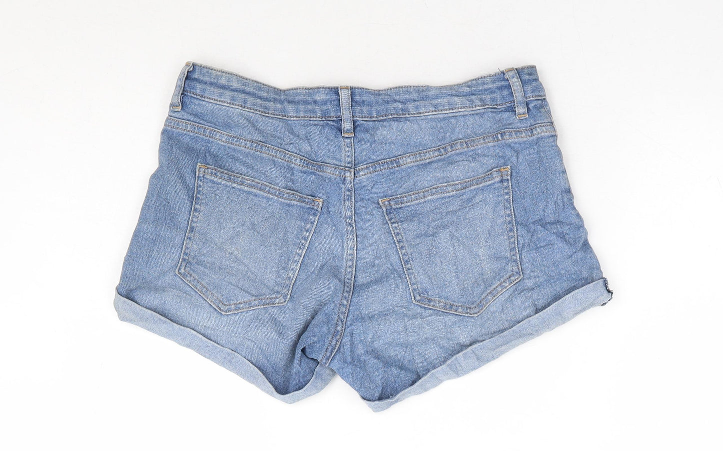 H&M Womens Blue Cotton Hot Pants Shorts Size 8 L4 in Regular Zip