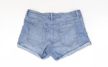 H&M Womens Blue Cotton Hot Pants Shorts Size 8 L4 in Regular Zip