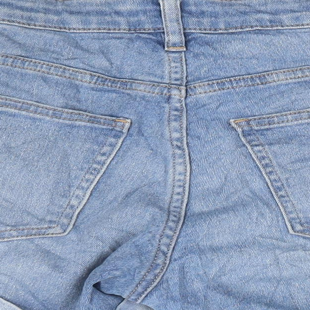 H&M Womens Blue Cotton Hot Pants Shorts Size 8 L4 in Regular Zip