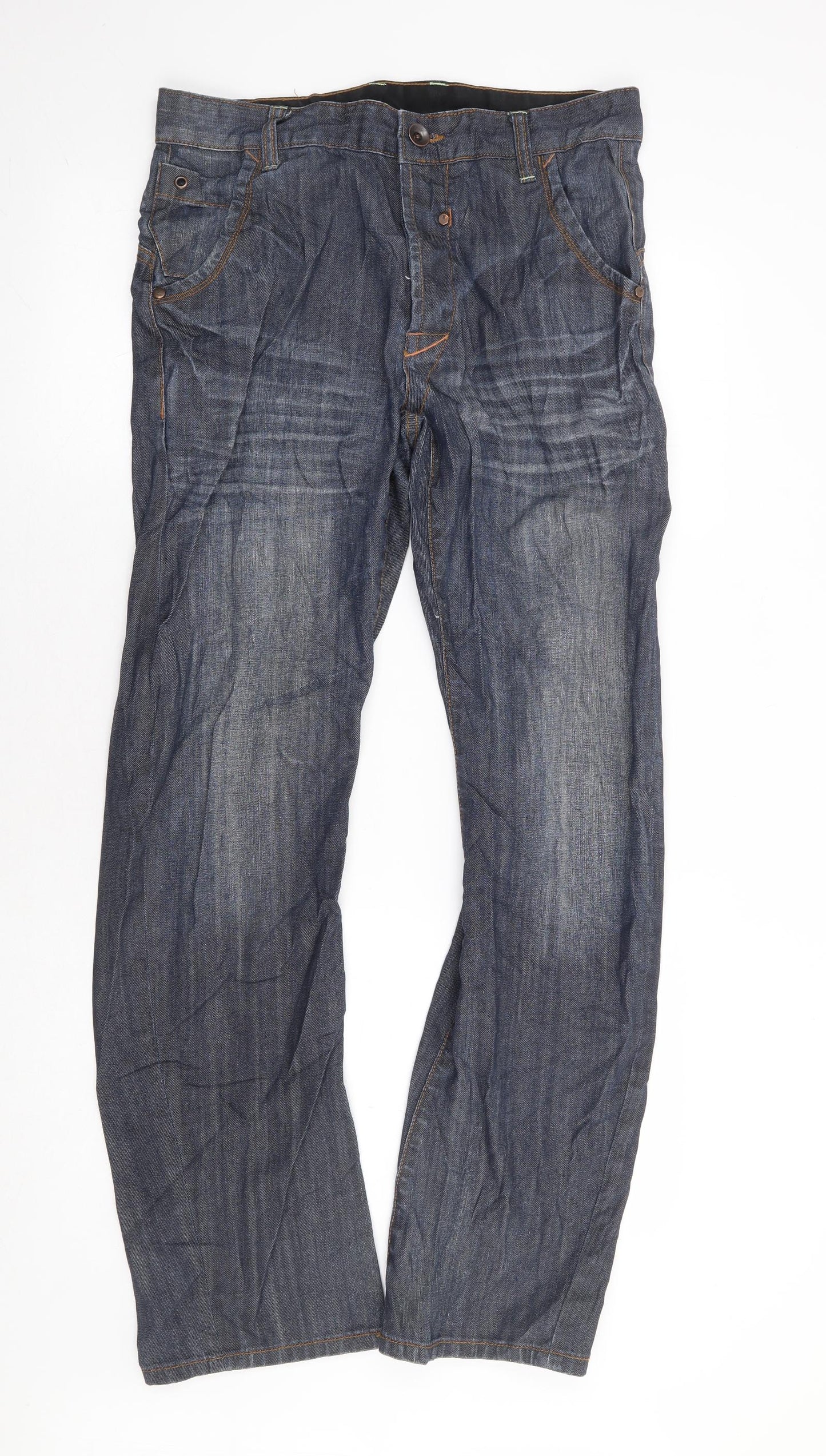 Mens UK Size 32 in Preworn Regular Fit Straight Blue Jeans