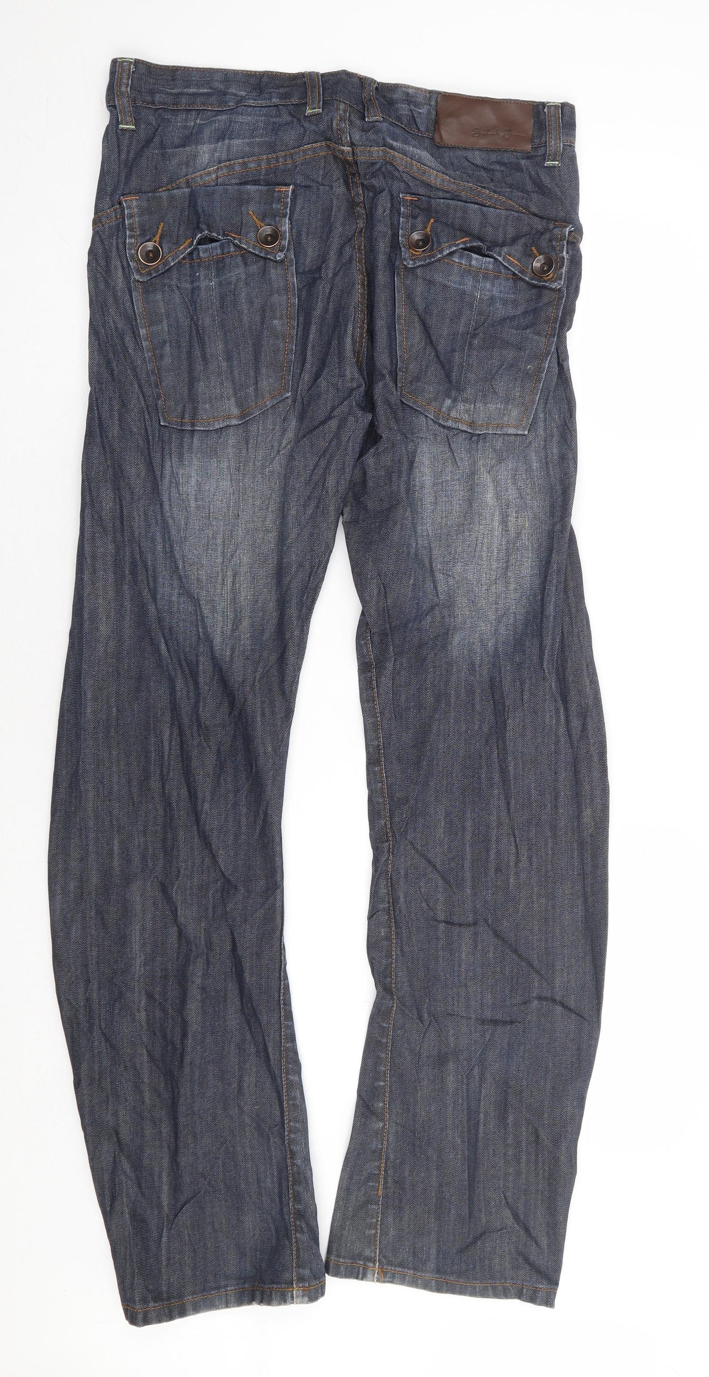 Mens UK Size 32 in Preworn Regular Fit Straight Blue Jeans