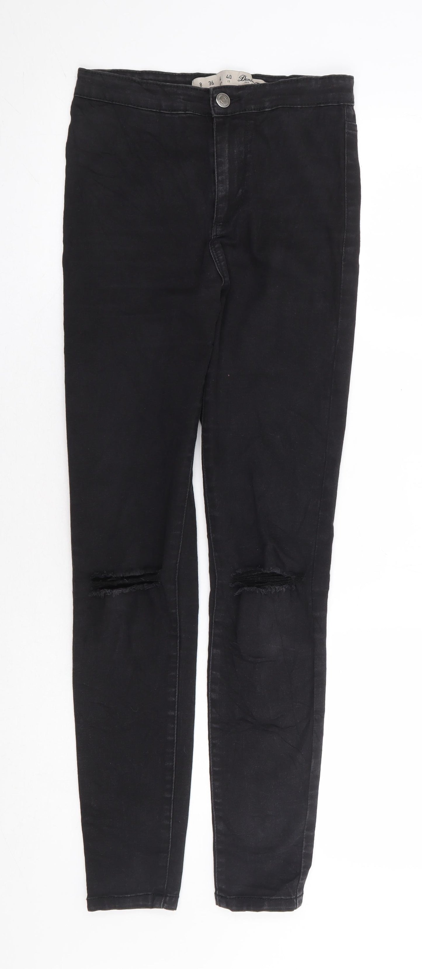Primark Womens Black Cotton Skinny Jeans Size 8 L28 in Regular Zip