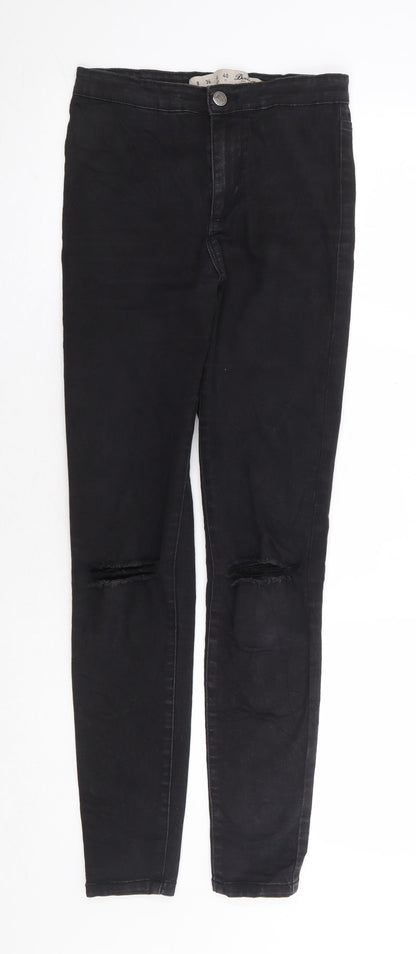 Primark Womens Black Cotton Skinny Jeans Size 8 L28 in Regular Zip