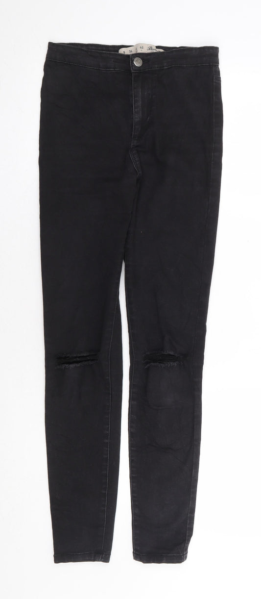 Primark Womens Black Cotton Skinny Jeans Size 8 L28 in Regular Zip