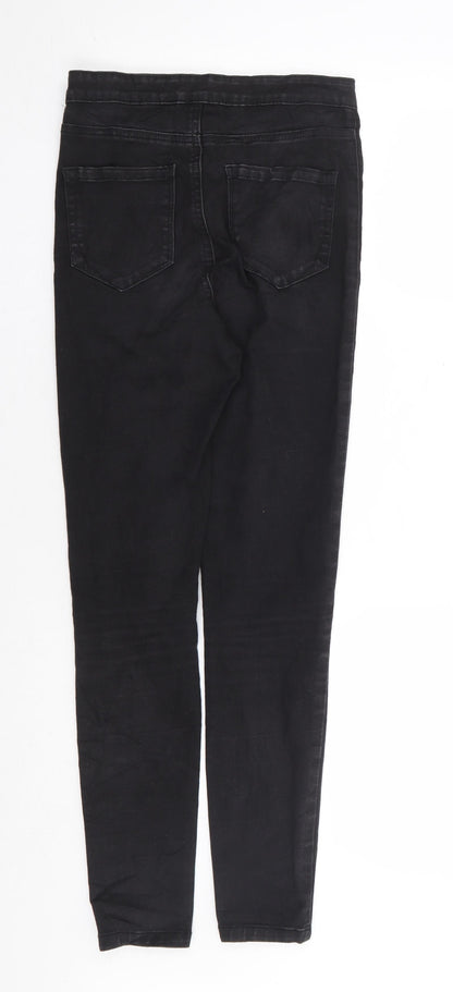 Primark Womens Black Cotton Skinny Jeans Size 8 L28 in Regular Zip