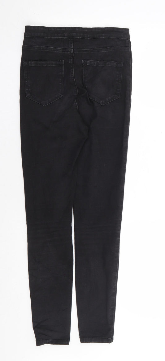 Primark Womens Black Cotton Skinny Jeans Size 8 L28 in Regular Zip