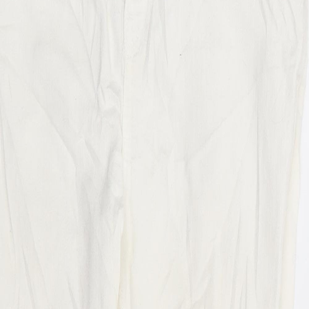 Zara Womens White Cotton Skinny Jeans Size 10 L25 in Regular Zip - Distressed Hem Ankle Grazer