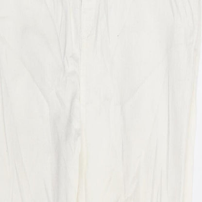 Zara Womens White Cotton Skinny Jeans Size 10 L25 in Regular Zip - Distressed Hem Ankle Grazer