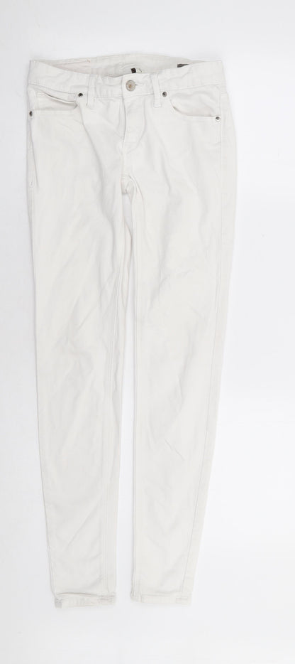Mango Womens White Cotton Skinny Jeans Size 6 L29 in Extra-Slim Zip