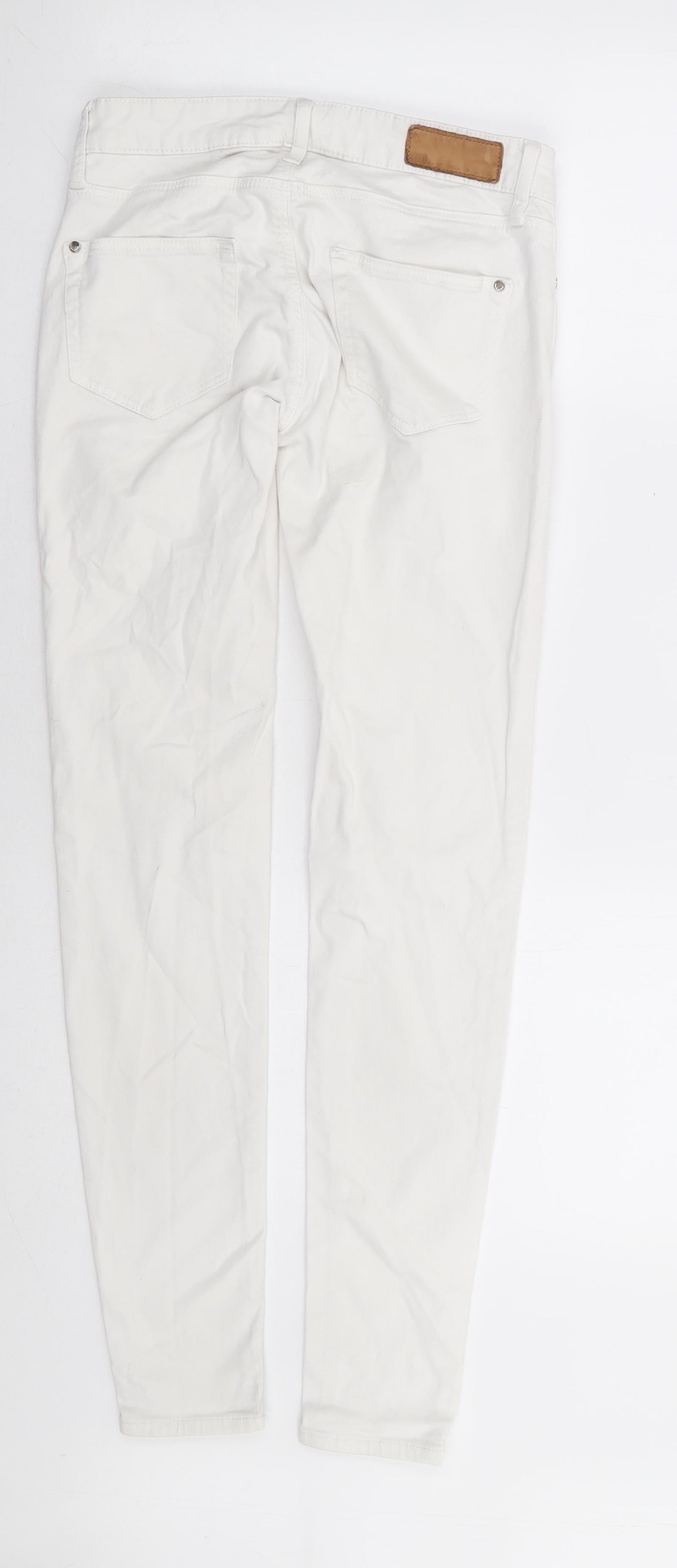 Mango Womens White Cotton Skinny Jeans Size 6 L29 in Extra-Slim Zip
