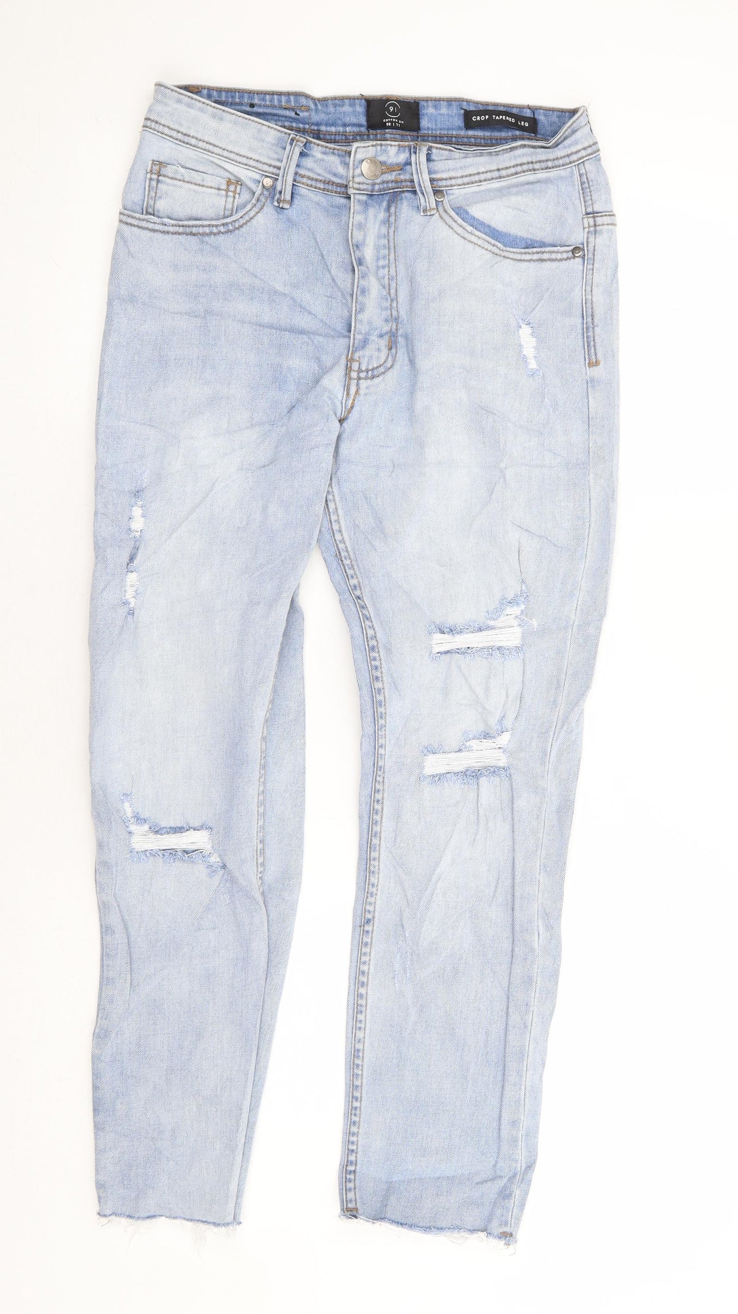 Cotton On Womens Blue Cotton Tapered Jeans Size 28 in L26 in Regular Zip