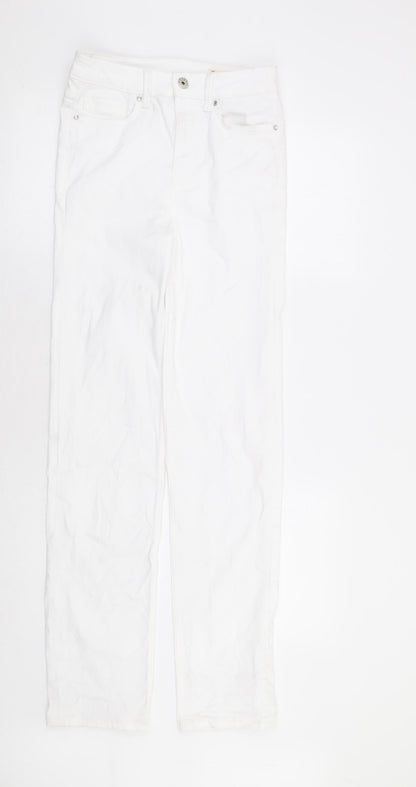 Marks and Spencer Womens White Lyocell Straight Jeans Size 8 L32 in Regular Zip - Supersoft