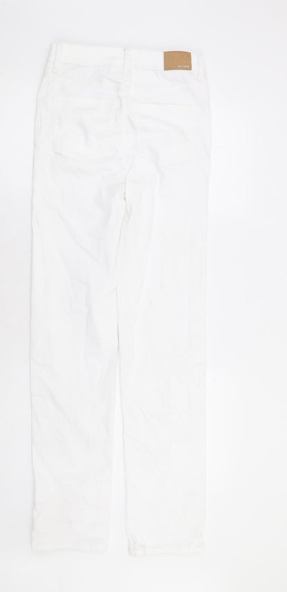 Marks and Spencer Womens White Lyocell Straight Jeans Size 8 L32 in Regular Zip - Supersoft