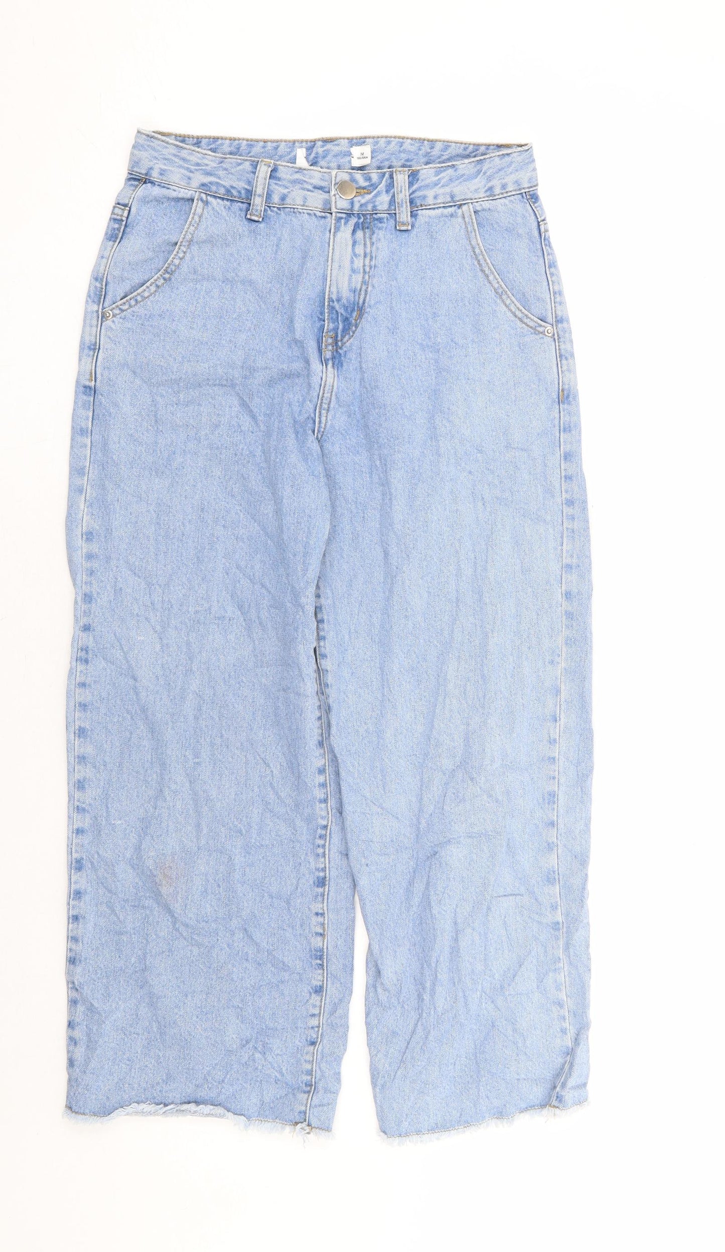 Womens UK Size M Preworn Regular Fit Cropped Blue Jeans