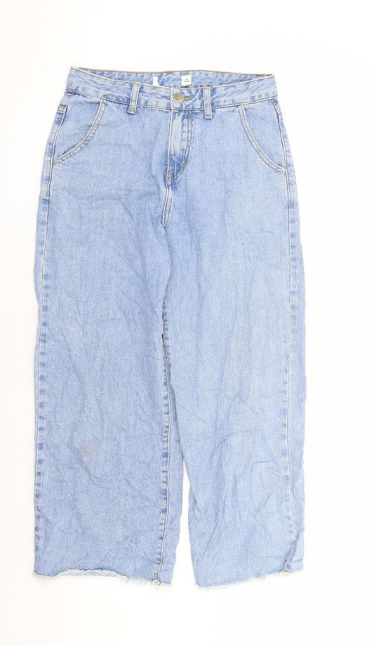 Womens UK Size M Preworn Regular Fit Cropped Blue Jeans