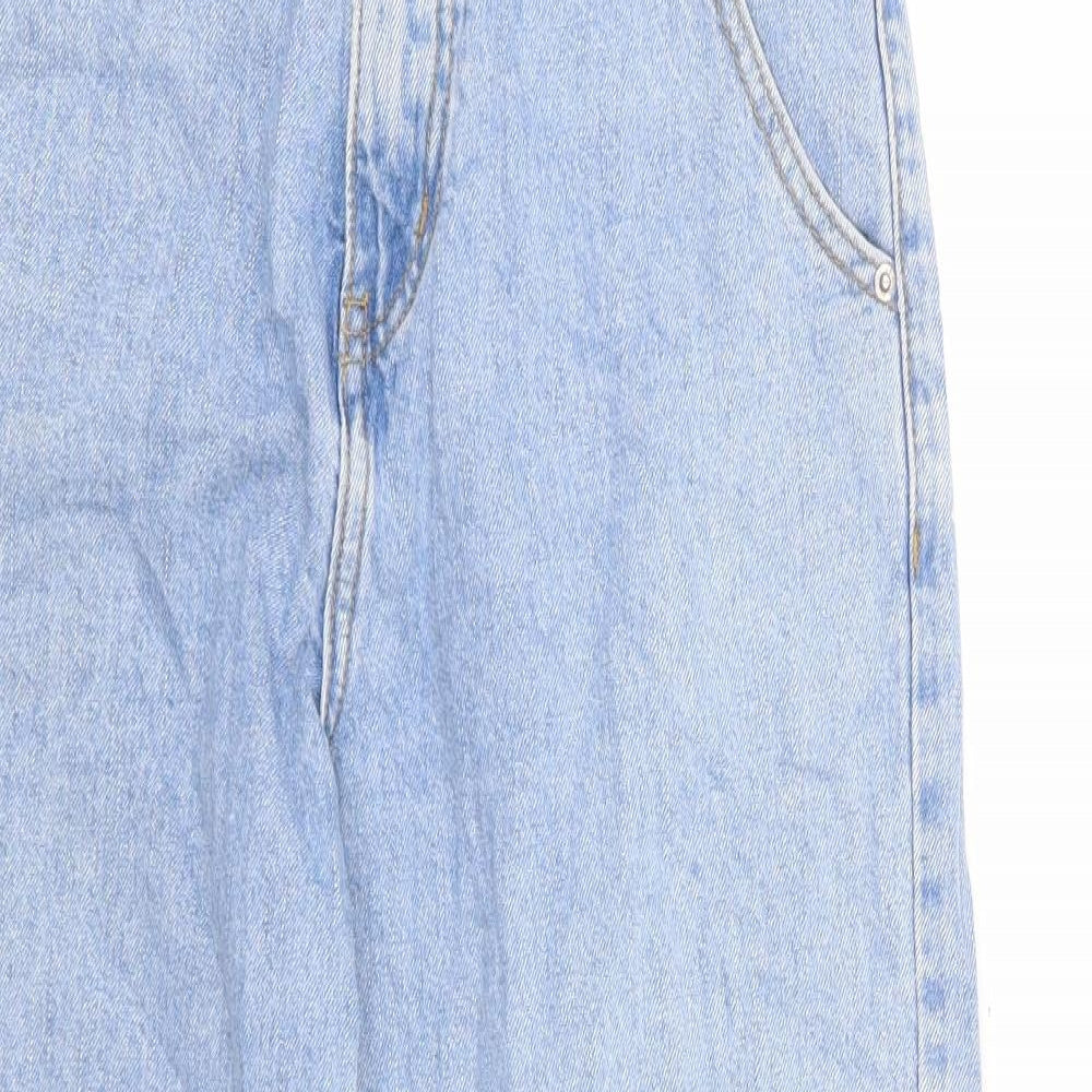 Womens UK Size M Preworn Regular Fit Cropped Blue Jeans