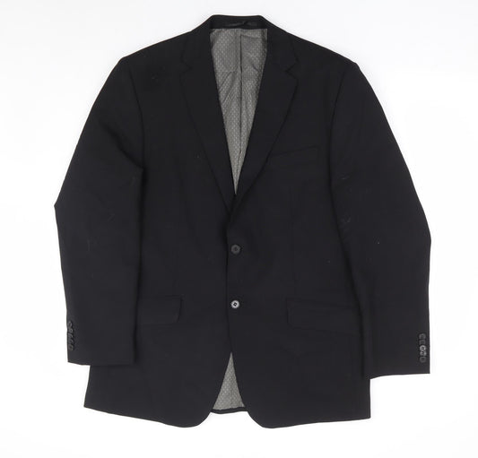 F&F Mens Black Polyester Jacket Suit Jacket Size 40