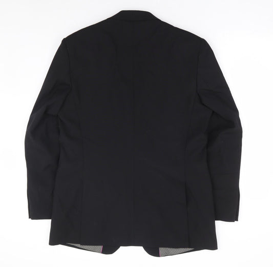 F&F Mens Black Polyester Jacket Suit Jacket Size 40