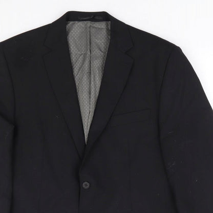 F&F Mens Black Polyester Jacket Suit Jacket Size 40