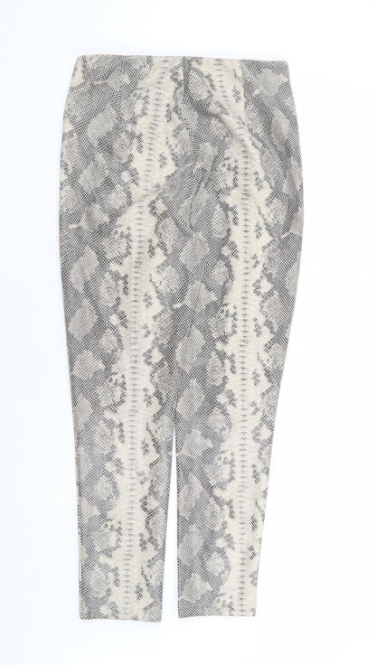 Primark Womens Beige Animal Print Polyester Trousers Size 10 L27 in Regular Zip - Snake Skin Print