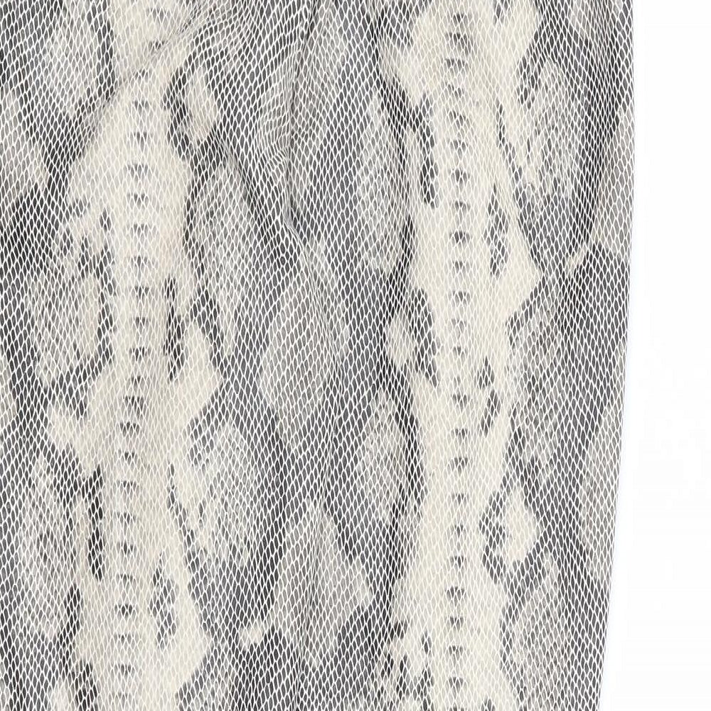 Primark Womens Beige Animal Print Polyester Trousers Size 10 L27 in Regular Zip - Snake Skin Print