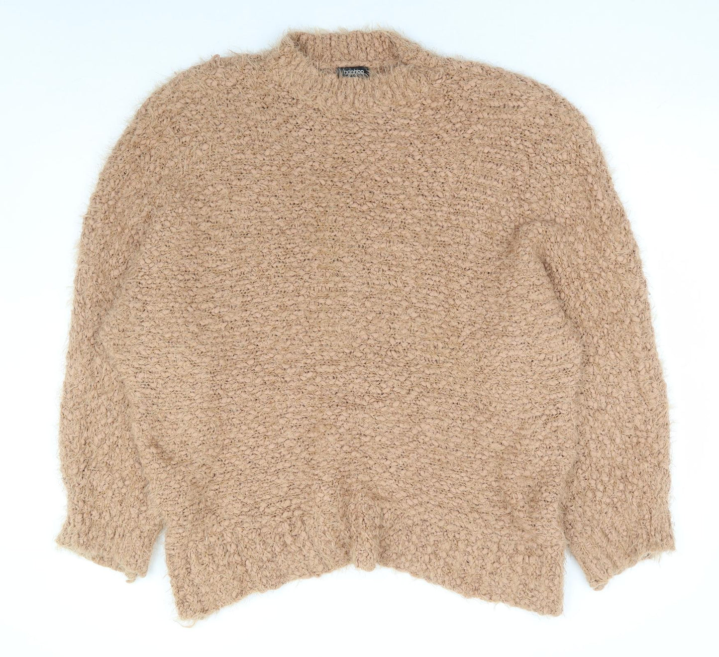 Boohoo Womens Brown Round Neck Nylon Pullover Jumper Size M