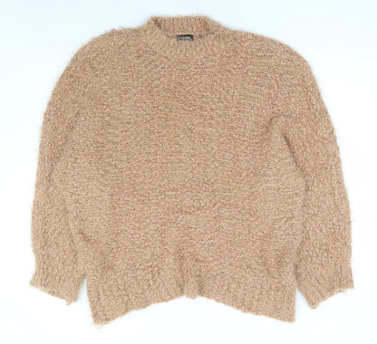 Boohoo Womens Brown Round Neck Nylon Pullover Jumper Size M