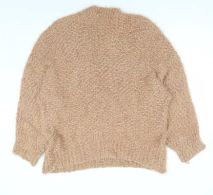 Boohoo Womens Brown Round Neck Nylon Pullover Jumper Size M