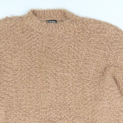 Boohoo Womens Brown Round Neck Nylon Pullover Jumper Size M