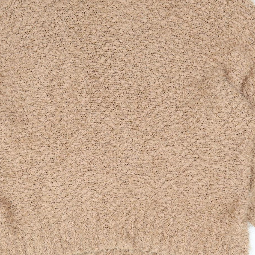 Boohoo Womens Brown Round Neck Nylon Pullover Jumper Size M