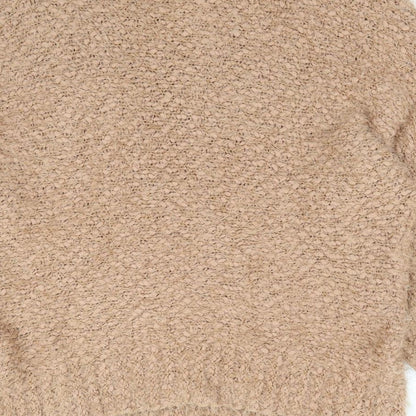 Boohoo Womens Brown Round Neck Nylon Pullover Jumper Size M