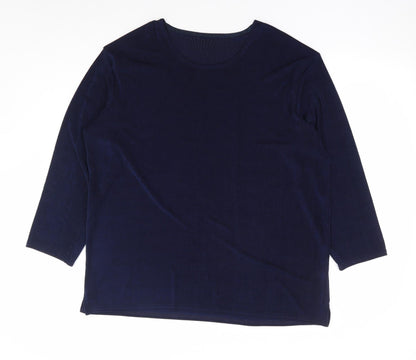 Dupont Womens Blue Polyester Basic Blouse Size M Boat Neck