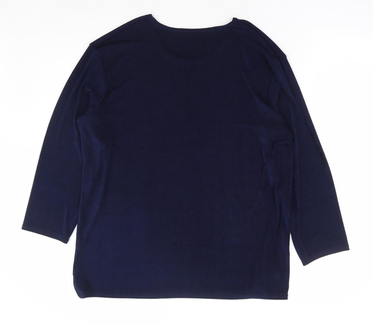 Dupont Womens Blue Polyester Basic Blouse Size M Boat Neck