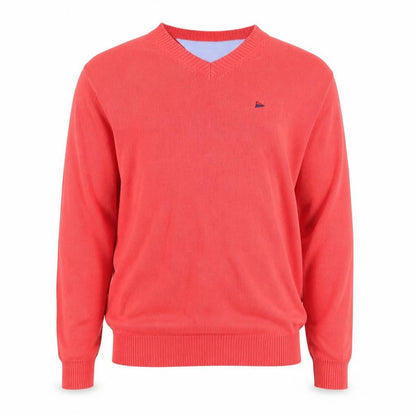Zerimar Mens Pink V-Neck Ramie Pullover Jumper Size L