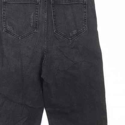 Marks and Spencer Womens Beige Cotton Bermuda Shorts Size 6 L11.5 in Regular Button - Distressed Denim