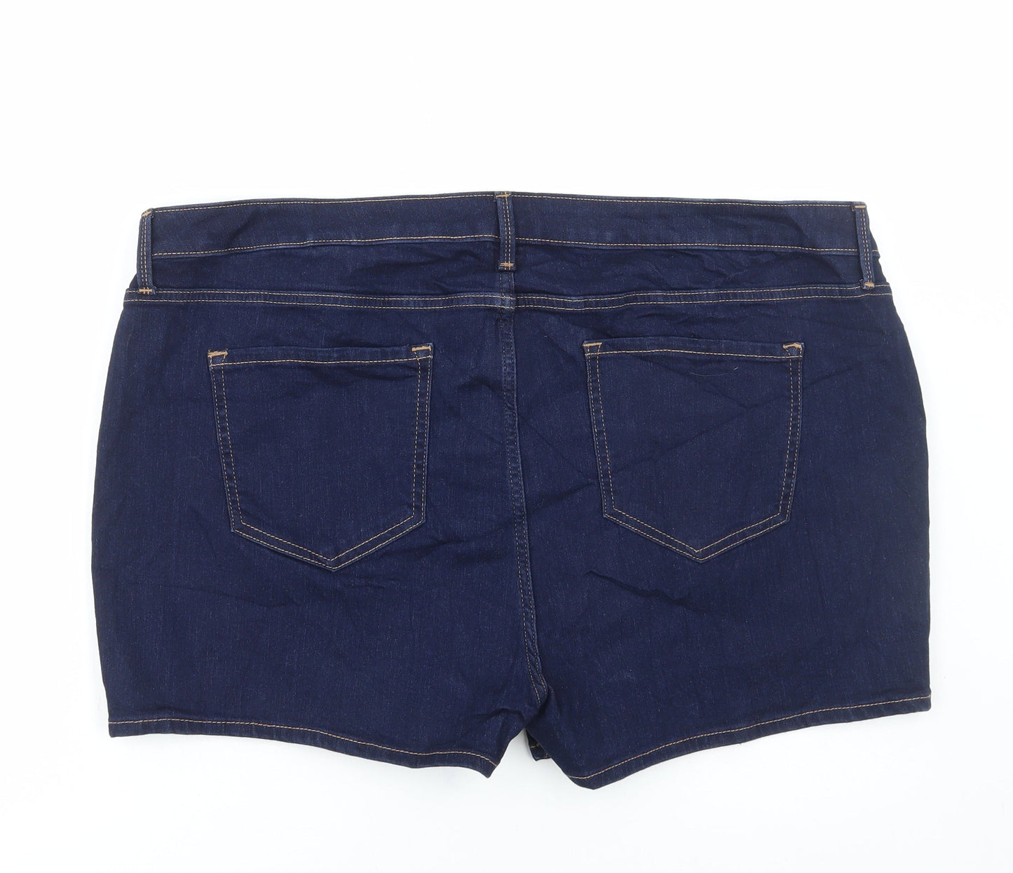 Marks and Spencer Womens Blue Cotton Bermuda Shorts Size 22 L3 in Regular Button