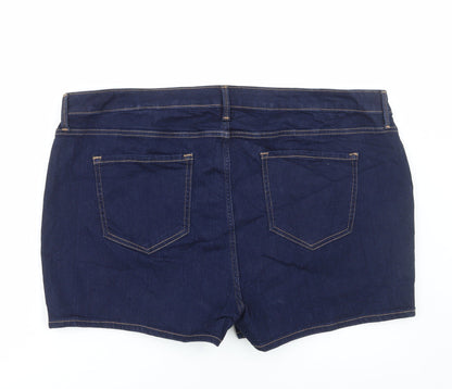Marks and Spencer Womens Blue Cotton Bermuda Shorts Size 22 L3 in Regular Button