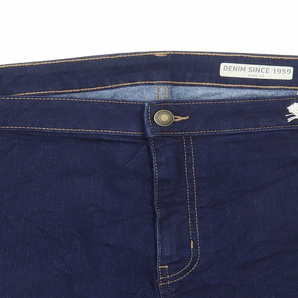 Marks and Spencer Womens Blue Cotton Bermuda Shorts Size 22 L3 in Regular Button