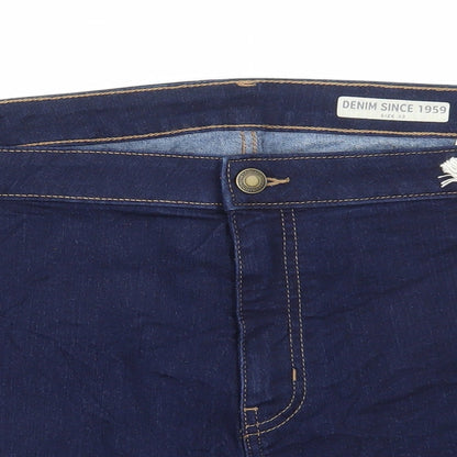 Marks and Spencer Womens Blue Cotton Bermuda Shorts Size 22 L3 in Regular Button